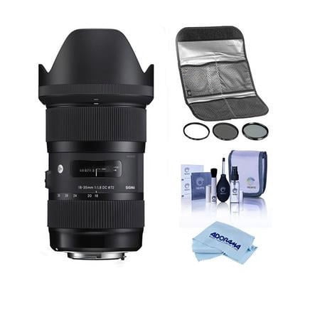 UPC: 0192223131743 | 18-35mm f/1.8 DC HSM ART Lens for Canon EF  Bundle with Hoya 72mm Filter Kit II  Cleaning Kit  Cleaning Cloth