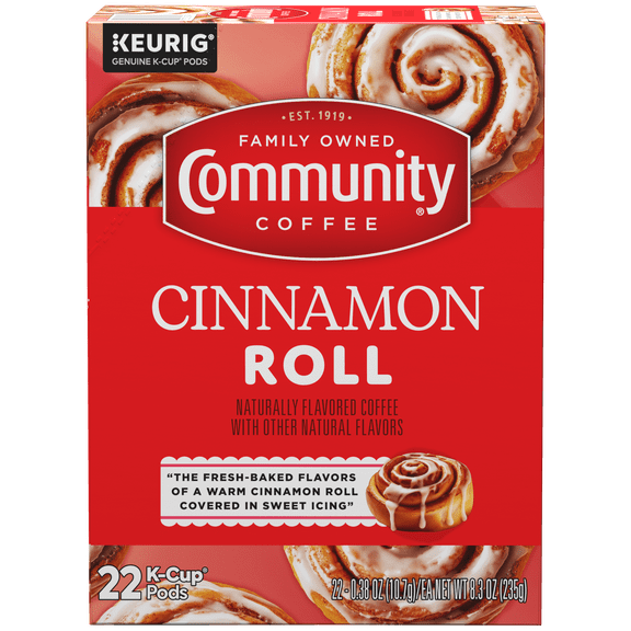 Community® Coffee Cinnamon Roll Coffee Single-Serve Cups 22 Count Box