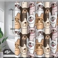 thumbnail image 4 of Cute Dog Shower Curtain,Cartoon Pug Dog Printed Bath Curtain Gifts for Kids,Lovely Puppy Polyester Waterproof with 12 Plastic Hooks 72" W*72" H, 4 of 6