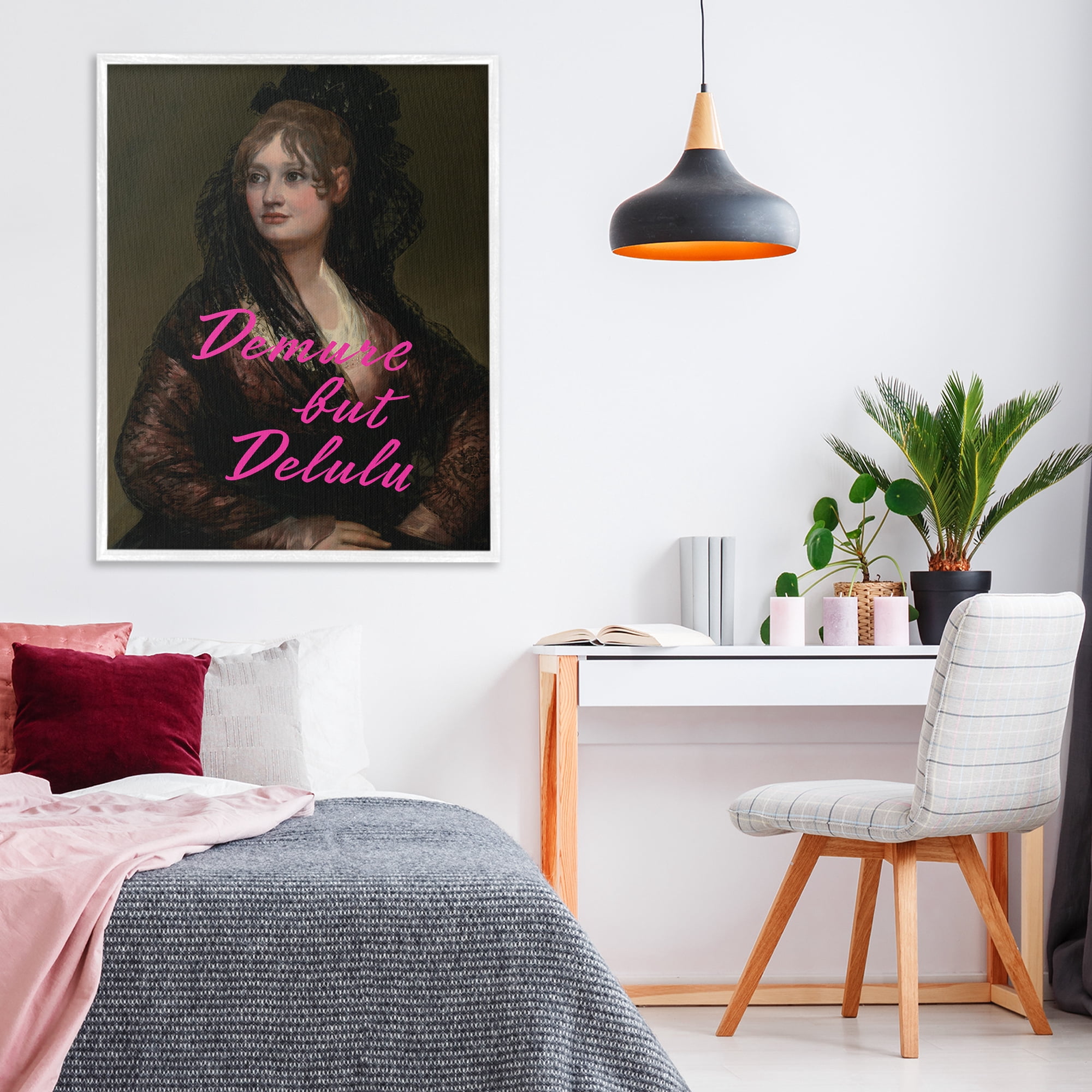Stupell Industries Iconic Demure But Delulu White Framed Giclee Art, design by Grotto Studios