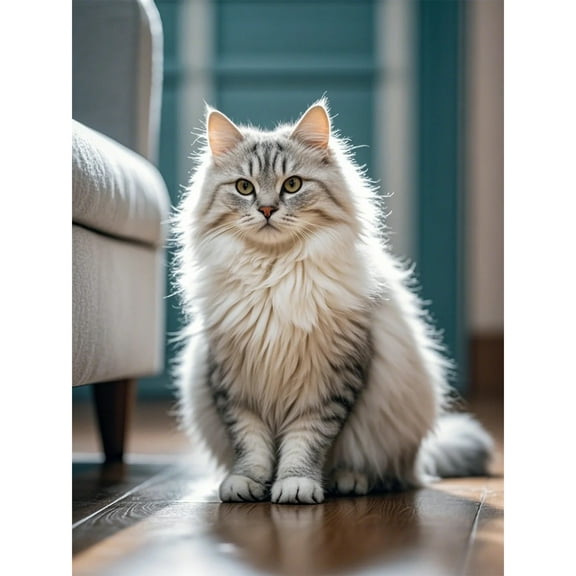 Diamond Painting Siberian Cat Kitten 5D Diamond Art DIY Kits Full Round Drill Rhinestones by Number Embroidery Arts and Crafts for Living Room Home Wall Decor 12x16 inch / 30x40cm