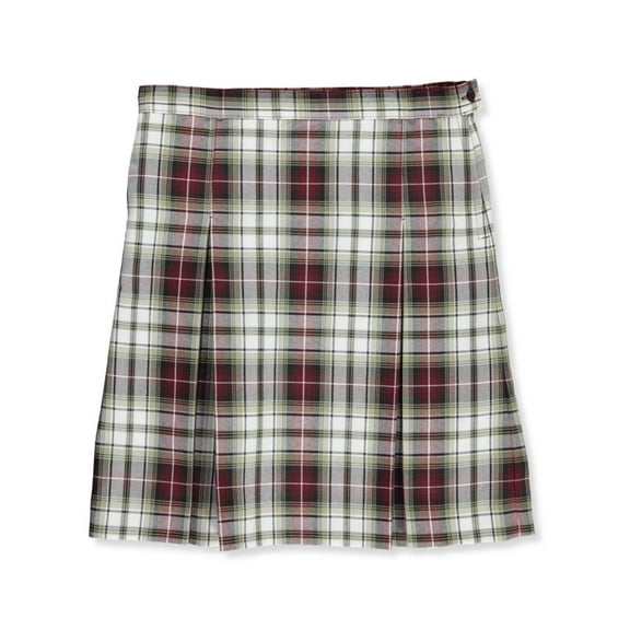 A Girls' Pleated School Uninform Skirt - white/beige/burgundy *plaid #99*, 18 (Big Girls)