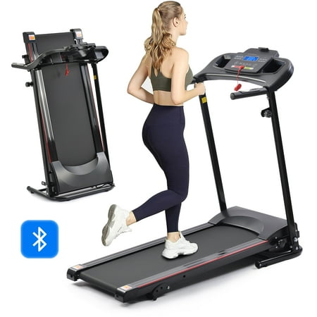 2.5HP Folding Treadmill Portable Running Walking Compact Exercise Machine with 12 Preset Program, LED Display, Easy Assembly for Home