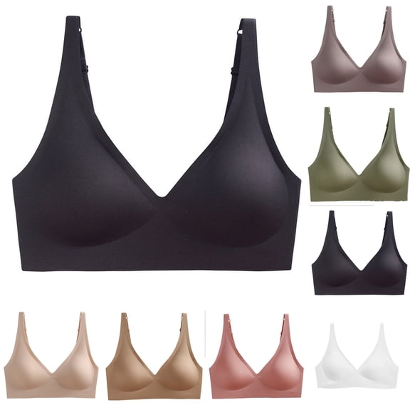Hilenly Womens Deep V Bras Wireless Bra Supportive No Underwire Bras Tshirt Push Up Bralettes Plunge Seamless Bra