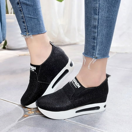 Platform For Women One-Step Flat Shoes Bright Leather Casual Loafers Low Shoes Womens HSMQHJWE