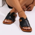 thumbnail image 5 of MLCDZ Women's Flat Sandals Fashion Square Open Toe Slide Dressy Sandals for Woman Soft Cushion Comfortable Summer Slip On Casual Walking Outdoor Rubber Sole Black 40, 5 of 9