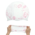 thumbnail image 5 of Ofertas Únicas 1 Pc Gorro de Baño de Silicona Impermeable Impreso de Loto Rosa Blanco, 5 of 5
