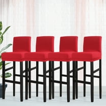 PiccoCasa 4 Pack Stretch Spandex Bar Stool Covers for Short Back Chair, Red