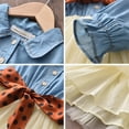 thumbnail image 3 of YDOJG Dresses For Girls Toddler Belt Kids Dress Baby Dot Removable Tulle Long Denim Polka Patchwork Casual Sleeve Princess Dress Skirt For 3-4 Years, 3 of 4