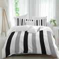thumbnail image 2 of Black Gray Striped Bedding 3 Piece Duvet Cover Set California King, Farmhouse Stripe Art Soft Microfiber Comforter Cover with Zipper Closure & Pillowcases, Wrinkle & FadeResistant Quilt Cover, 2 of 9