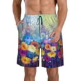 thumbnail image 2 of Uemuo Spring Flower Seasonal Pattern Men's Swim Trunks Hawaiian Beach Bathing Suit Swimsuits Beach Quick-Dry Shorts with Pockets-X-Large, 2 of 9
