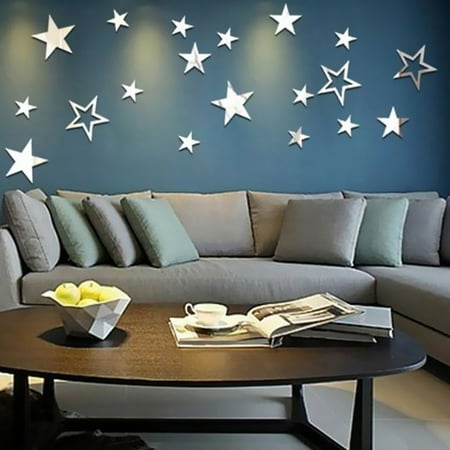 13Pcs/set Stars Acrylic Mirror Wall Stickers DIY Home Wall Decal Decoration + Double Side (Best Tape For Wall Decorations)