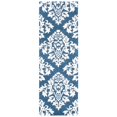 thumbnail image 3 of SAFAVIEH Micro-Loop Meridith Floral Trellis Wool Area Rug, Blue/Ivory, 5' x 8', 3 of 8