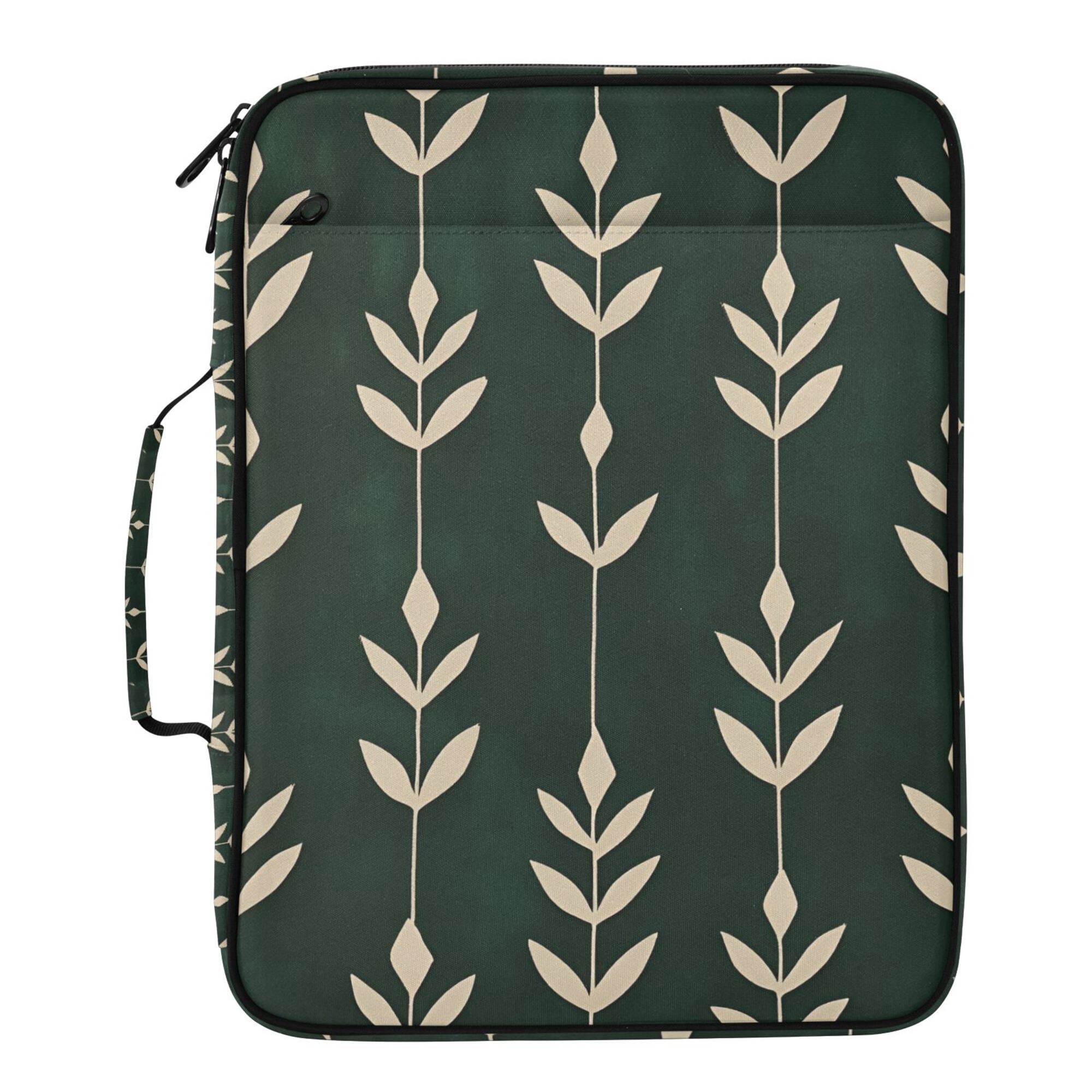FORMRS Accordion File Folder A4 Size 7-Pocket Expanding Document Organizer Bag with 3 Ring Binder, Green Plants
