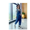 thumbnail image 3 of Rolanko Girls Overalls Denim Bib Distressed Jumpsuit Kids Blue Baggy Jean Pants 4-14 Years with Pockets, 3 of 5