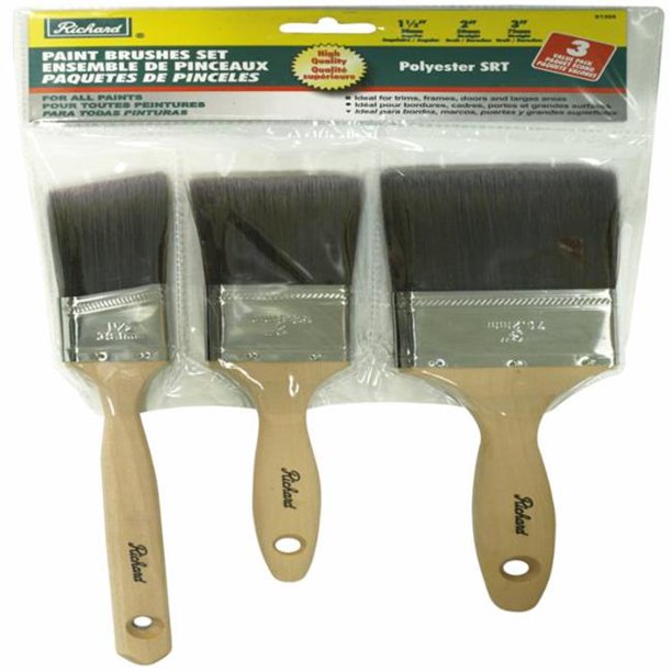 A Richard Tools 81305 3 Piece Paint Brush Set 1.5 in. Angular 2 & 3 in
