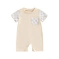 thumbnail image 2 of Musuos Newborn Baby Summer Romper 3M 6M 12M 18M Plaid Print Patchwork Short Sleeve Jumpsuit for Boy Girls Cute Clothes, 2 of 9