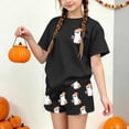thumbnail image 2 of Stamzod Girls Summer Outfits Halloween Printed Short Sleeve Tee Top Shorts Set 2 Piece Girls' Clothing Sets Z Black 14-15 Years, 2 of 9