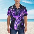thumbnail image 2 of Gukieu Purple Pattern White Tiger Print Men's Short-sleeved Shirts, Button-down Lapel Hawaiian Shirts, T-shirts, Beach Vacation Summer Casual Wear,Medium, 2 of 7