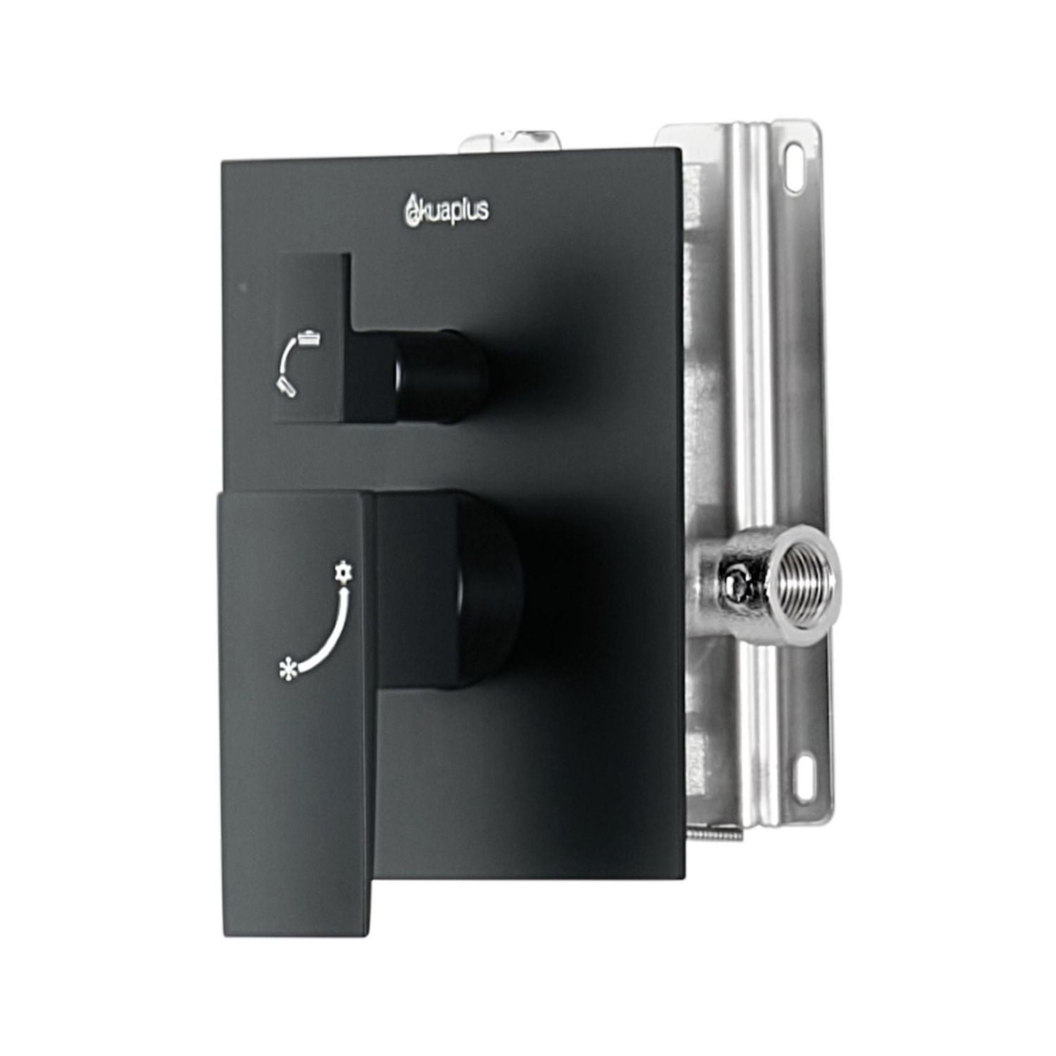 Robinet de bain-douche noir à pression équilibrée/inverseur 3 voie carré akuaplus(MD), douche à main aimantée 3 réglages avec pommeau et bec de bain