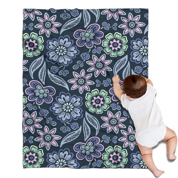 Pioneer Flower Floral Print Pattern Blanket,Comfortable Soft Flannel Throw Blanket,All Season,Warm Lightweight Blankets for Sofa Bed Couch Living Room Chair,30"x40"