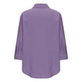 thumbnail image 4 of Outfmvch Womens Button Up Shirts Linen Tops for Women Loose Gauze Tunics V Neck Tops Outfits V Neck Casual Cotton Linen Roll Up Short Sleeve Summer Collar Purple 3XL, 4 of 5