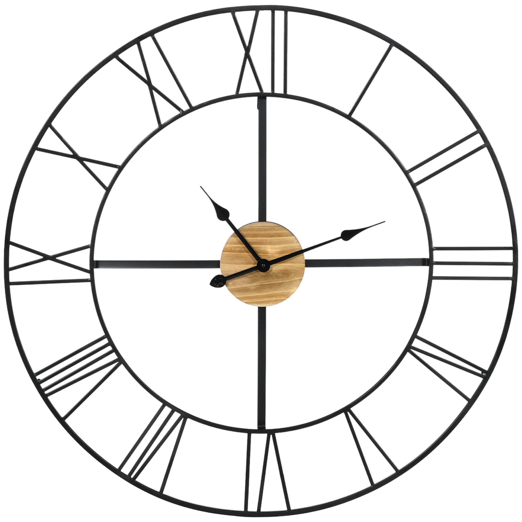 36 Inch Large Wall Clock, Silent Non Ticking Wood Metal