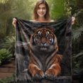 thumbnail image 3 of [1pc Cozy Flannel] Soft & Warm 1pc Cozy Tiger Print Flannel Blanket |   Vibrant Orange & Black Design |   Perfect for Sofa, Bed, Car, Office, Camping, Travel – All-Season Gift Blanket, 3 of 7