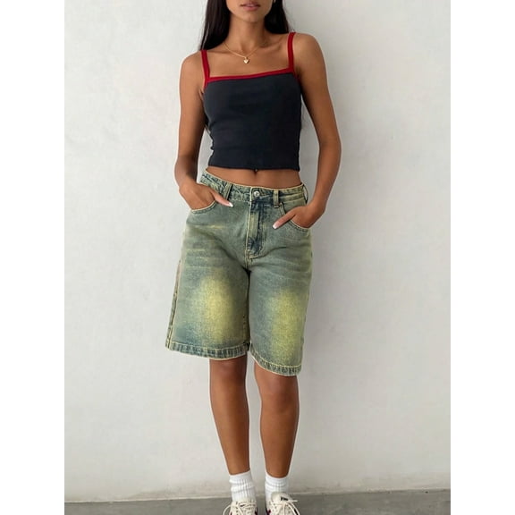 Apay Jeans for Women  5 Points Denim Shorts Y2K Vintage Street Style Casual and Versatilel  Regular Size