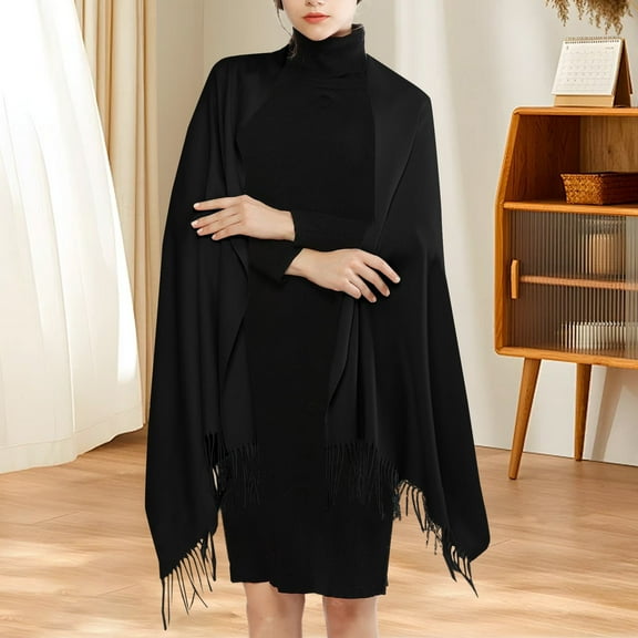 Elegant Shawls and Wraps, Duoif Women's Imitation Shawl and Shawl Evening Gown Long Scarf Shawl Wraps for Women Black