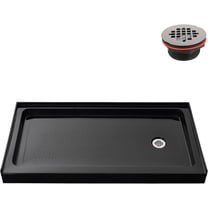 Streamline GB-2512-52-BL 60 in. x 30 in. Alcove Acrylic Shower Base in Glossy Black With Right Drain, Drain Included
