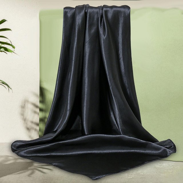 Bufanda cuadrada para mujer, bufandas suaves, modernas, portátiles, informales, absorbentes de agua, pañuelo para el cuello, pañuelo para la cabeza, p Negro