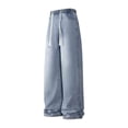 thumbnail image 2 of YABCSAZ Mens Wide Leg Jeans Vintage Washed Baggy Denim Pants Loose Fit Straight Leg Open Bottom Casual Jeans Cotton Stretch Relaxed Fit Streetwear Trousers for Men, 2 of 5