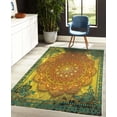 thumbnail image 4 of Ethnic Decorative Rug, Mystic Mandala Culture Karma Calmness and Harmony Boho Design, Quality Carpet for Bedroom Dorm and Living Room, 6 Sizes, Jade Green, by Ambesonne, 4 of 4