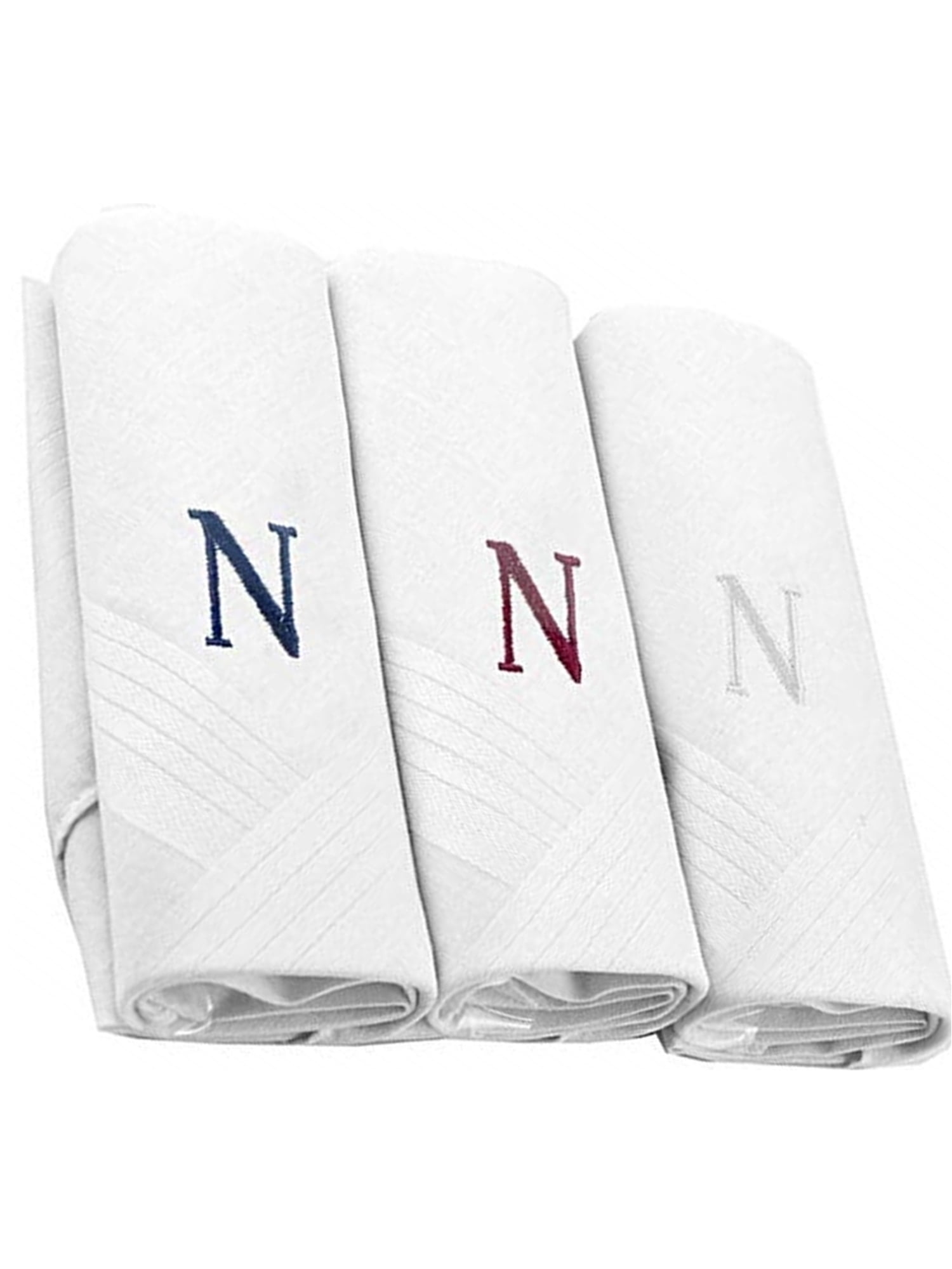 T&Z 3 Pack Mens Cotton Initial Monogrammed Handkerchief Gift Set 
