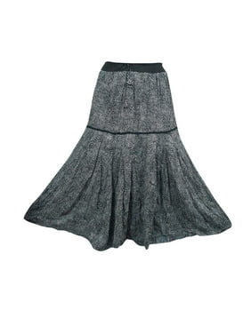 Mogul Women's Black Long Skirt A-Line Cotton Blend Summer Fashion Holiday Skirts