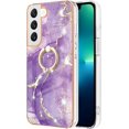 thumbnail image 2 of Marble Pattern Case for Samsung Galaxy S23 Plus (Not N23) with Ring Holder Kickstand, Plus Slim PC Material Shockproof Girls Women Case Cover for Samsung Galaxy S23 Plus DLS Golden Purple, 2 of 11