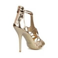 thumbnail image 3 of Nature Breeze Open Toe Women's Gladiator Stiletto Heels in Gold, 3 of 3
