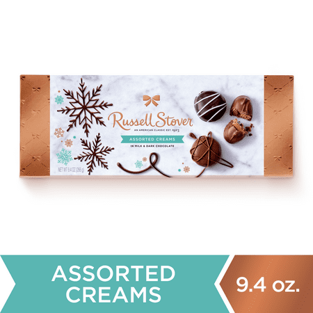 Russell Stover, Assorted Creams in Milk and Dark Chocolate, Holiday Chocolate Gift Box, 9.4 oz. (17 Pieces)