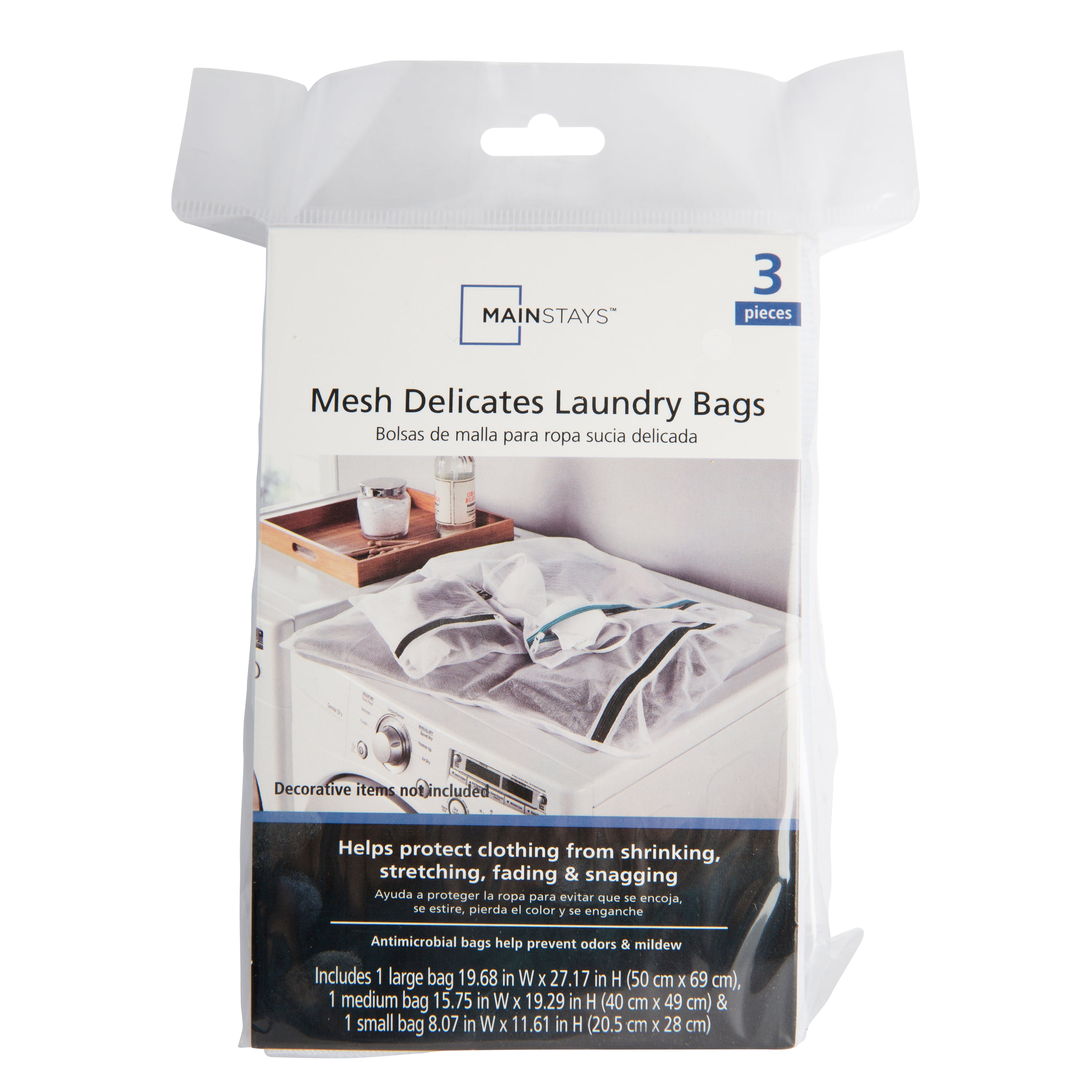 Mainstays Sanitized Treated 3 Piece Mesh Wash Bag (12 total bags - 4 Packs)