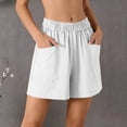 thumbnail image 2 of Women's Soft Fabric Elastic Waist Shorts, Pull On Style with Functional Pockets, Mid Rise Tummy Control, Casual Summer Wear for Daily Errands, Travel, Walking, Gardening,, 2 of 7
