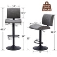 thumbnail image 4 of FIRAVOE Bar Stools Set of 3, Swivel Bar Stools with Backs, Faux Leather Adjustable Bar Stools 25"-34" Height, Modern Counter Height Barstools Bar Chairs for Kitchen Island, Gray, 4 of 10