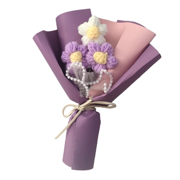 Ramo de punto hecho a mano, ramo de flores artificiales, flores falsas tejidas, romántico Estilo C