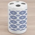 thumbnail image 1 of Vintage Ceramic Toothbrush Holder, French Country Style Floral Circular Pattern Lace Ornamental Snowflake Design Print, Versatile Countertop for Bathroom, 4.5" X 2.7", Blue White, by Ambesonne, 1 of 4