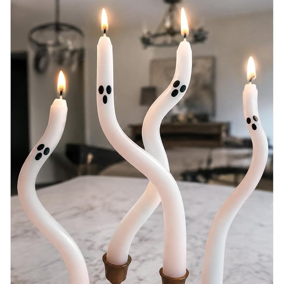 Halloween Decorations Indoor - 4 Pack Cute Ghost Taper Candles - Halloween Centerpieces for Tables - Twisted Candle Decoration for Mantel Table - Spooky Ghosts Candle Decor for Home Party Room