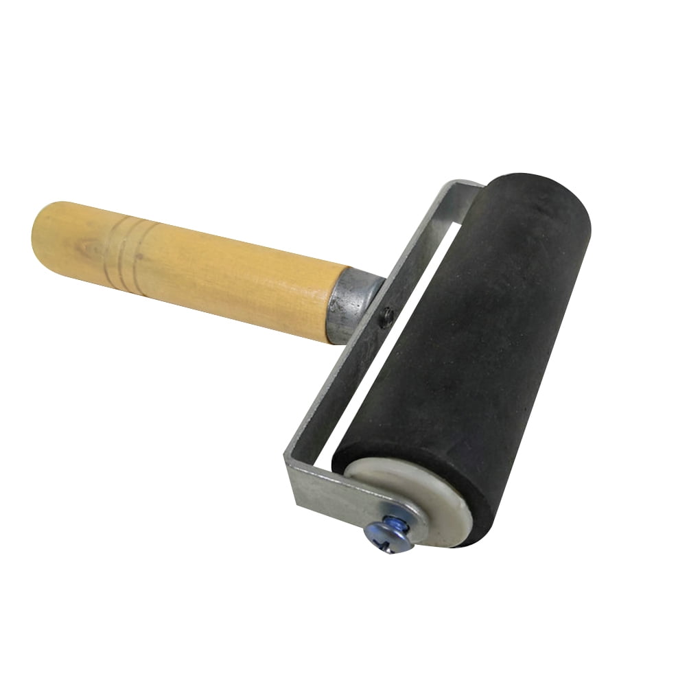 DALX Woodblock Deluxe Hard Rubber Brayer Roller Heavy Duty Steel Frame Children Art Craft Tool