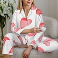 thumbnail image 6 of Hirioo Pink Hearts for Women's Pajama Sets 2 Piece Pjs Women's Long-Sleeved Pajama Set Button Down Sleepwear,S-XXL-XX-Large, 6 of 7