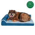 thumbnail image 4 of FurHaven Pet Products Two-Tone Faux Fur & Suede Memory Top Deluxe Chaise Lounge Pet Bed for Dogs & Cats - Marine Blue, Large, 4 of 13