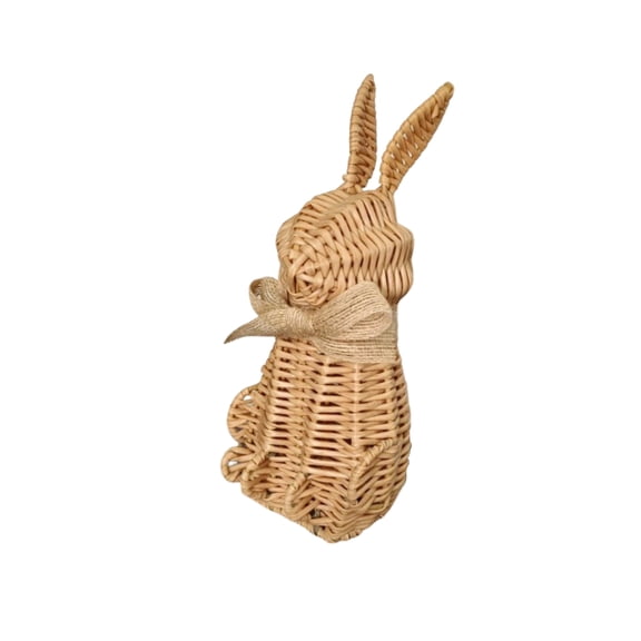 Cute Rattan Easter Bunny Decor - Easter Decor, Natural Weaving Rabbit Ornament for Home Tabletop Shelf Easter Celebrations