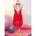 thumbnail image 4 of CHICTRY Kids Girls Lyrical Ballet Dance Dress Ice Skating Leotard Rhinestone Modern Contemporary Dancewear Red 10, 4 of 7
